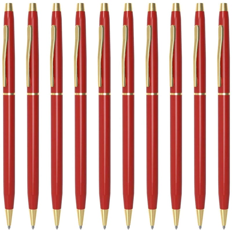 Cambond Ballpoint Pens Red Pens - Metal Black Ink 1.0 mm Medium Point Retractable Nice Pens Smooth Writing Pen for Journaling Men Women Police Uniform Office Business, 10 Pack (Red) - Image 1